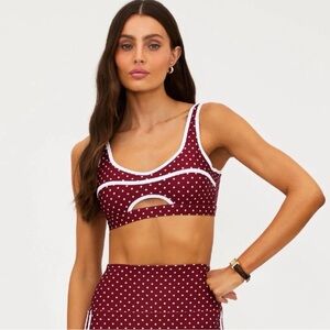 Beach Riot Burgundy Crimson Dot Sports Bra